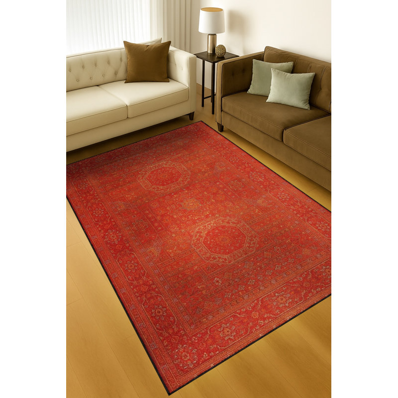 Tapis blanc tissé à motif lavable Mosso, 4'11" x 7'7"