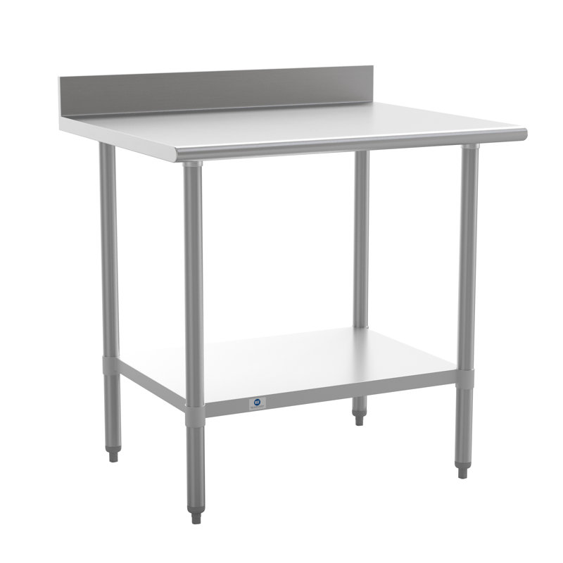 Commercial Stainless Steel Kitchen Prep Table with Adjustable Shelf and Backsplash
