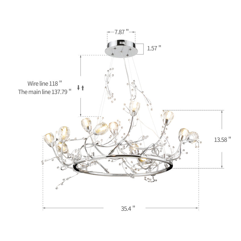 12 - Light Dimmable Geometric Chandelier Tree Like Lamp