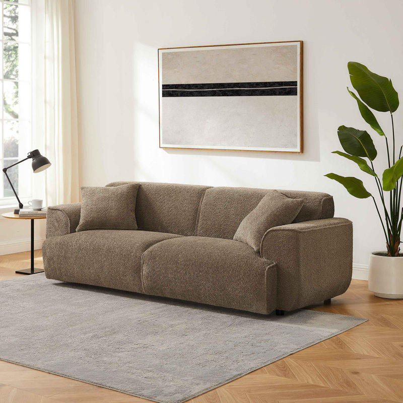 Wallas 231.1Cm Round Arms Sofa, Camel Boucle