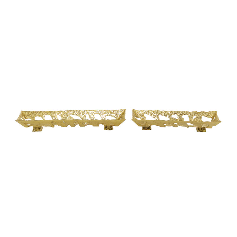 Ensemble de plateaux décoratifs en aluminium et en métal, Gold