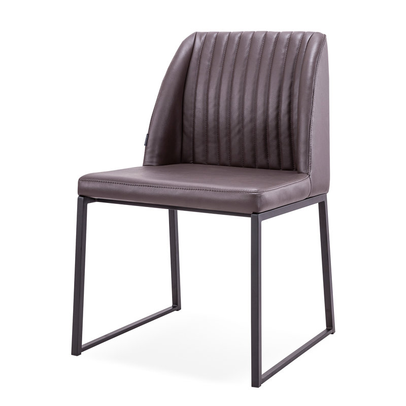 Dejonae 18.5'' H Leatherette Upholstered Side Chair, Brown/Black