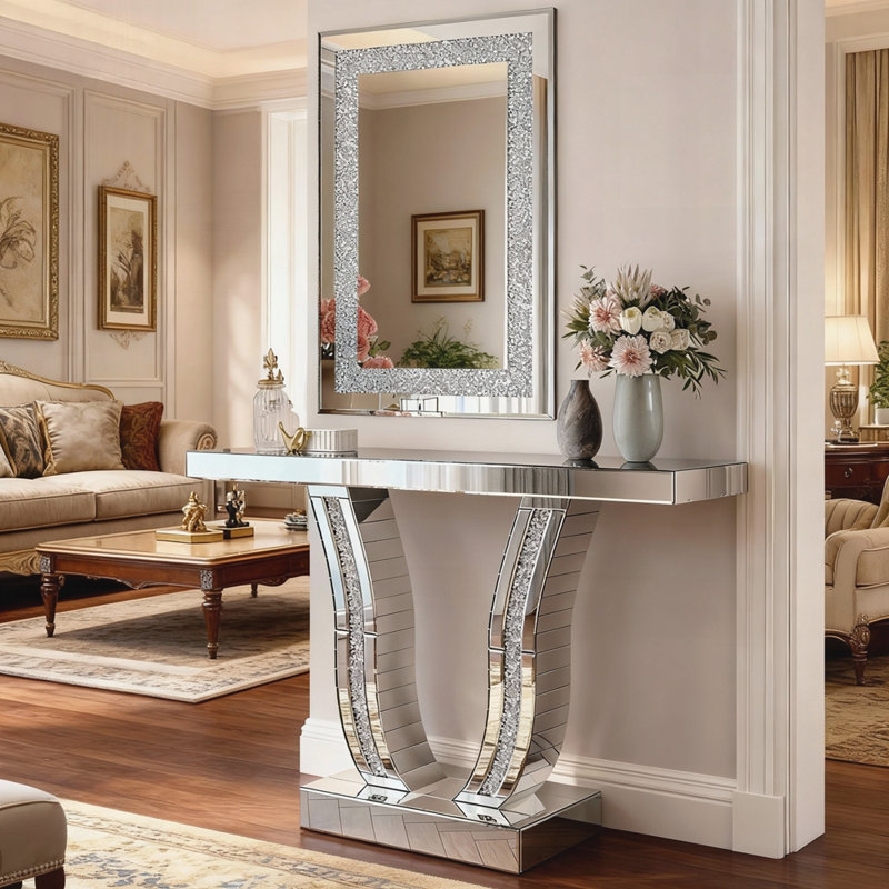 Grand miroir suspendu décoratif en cristal Crystal Diamond
