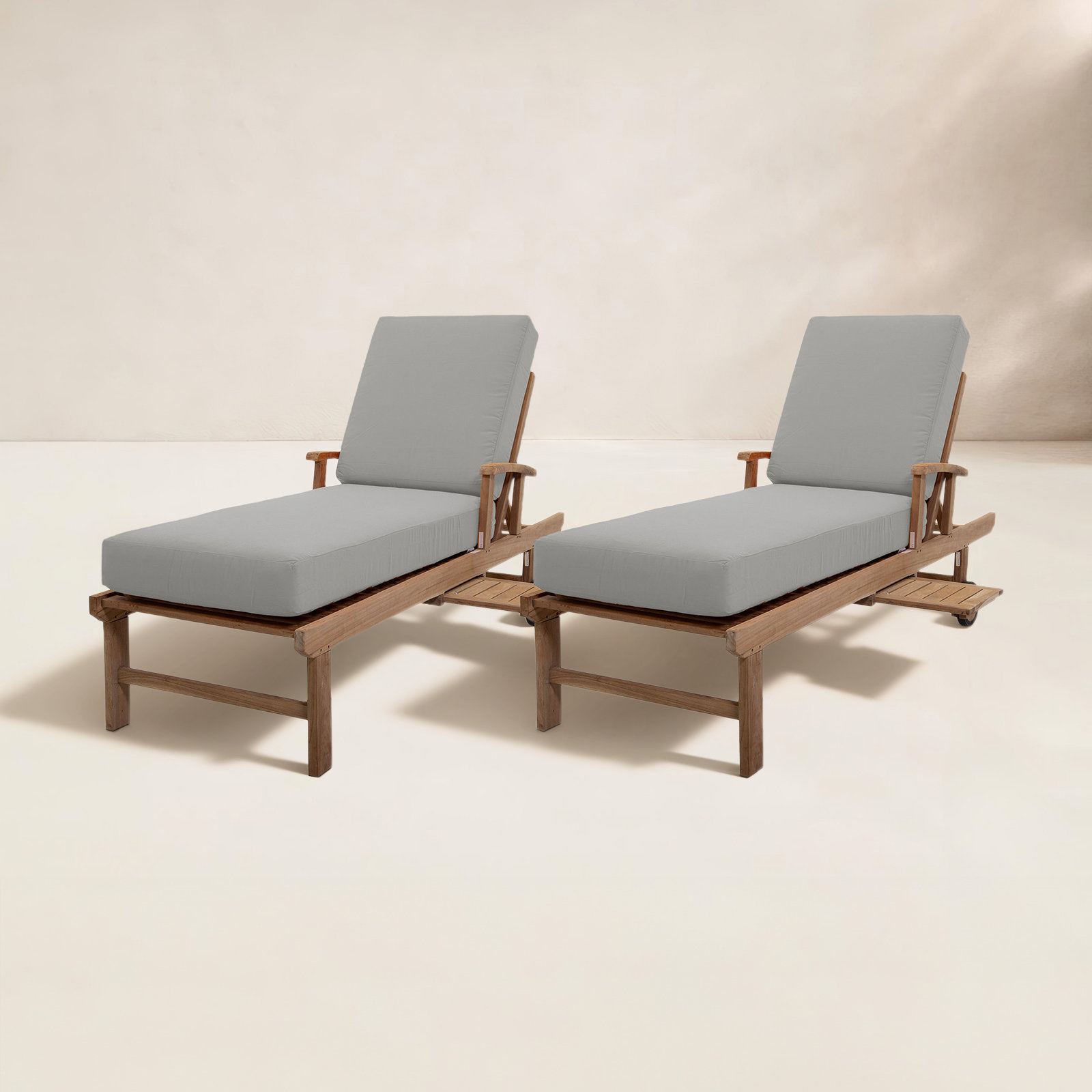Huntington 26'' Outdoor Teak Chaise Lounge, Granite Sunbrella®
