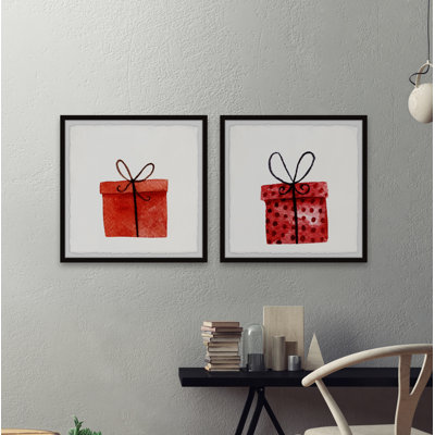 Chatman Red Gift Boxes 2 Piece Single Picture Frame Painting Set