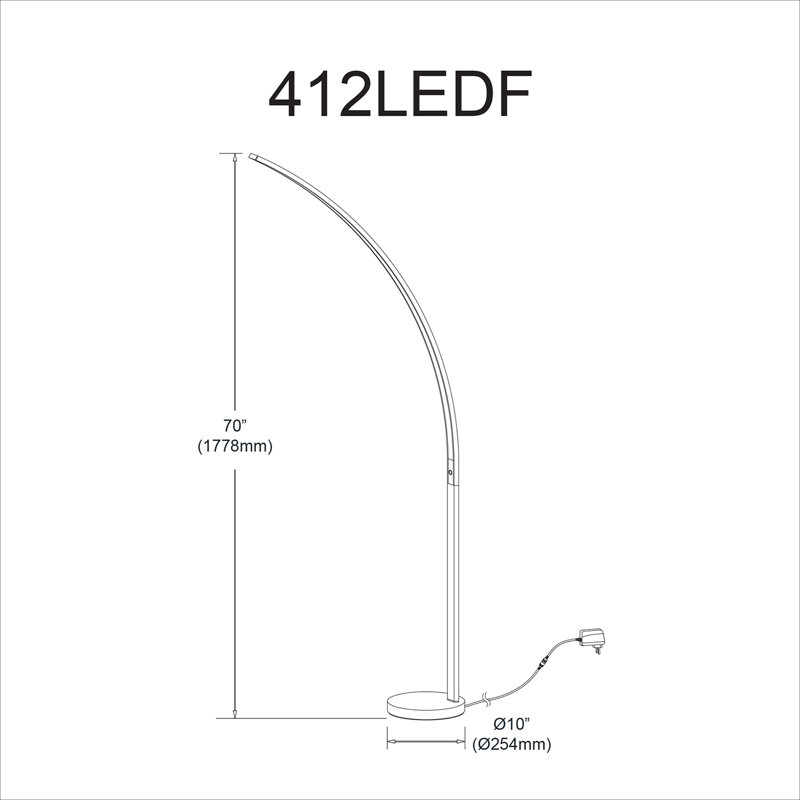 Lampe sur pied en arche 70 po del Siloam, Chrome