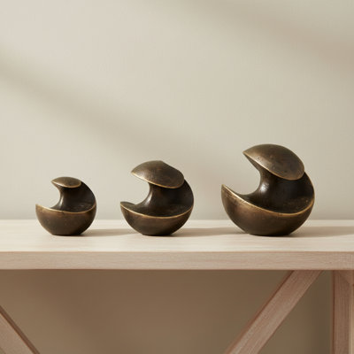  3 Pieces Kismet Spiral Deco Spheres, Bronze Resin, Elegant Home Decor Accessory
