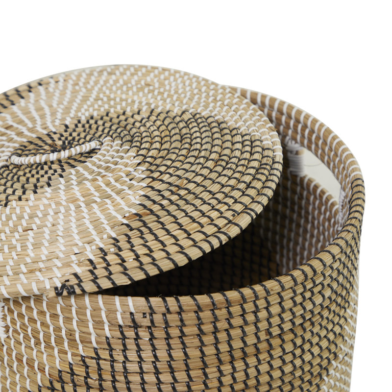 Panier de rangement décoratif et fonctionnel fait à deux tons Hales Seagrass avec couvercles assortis
