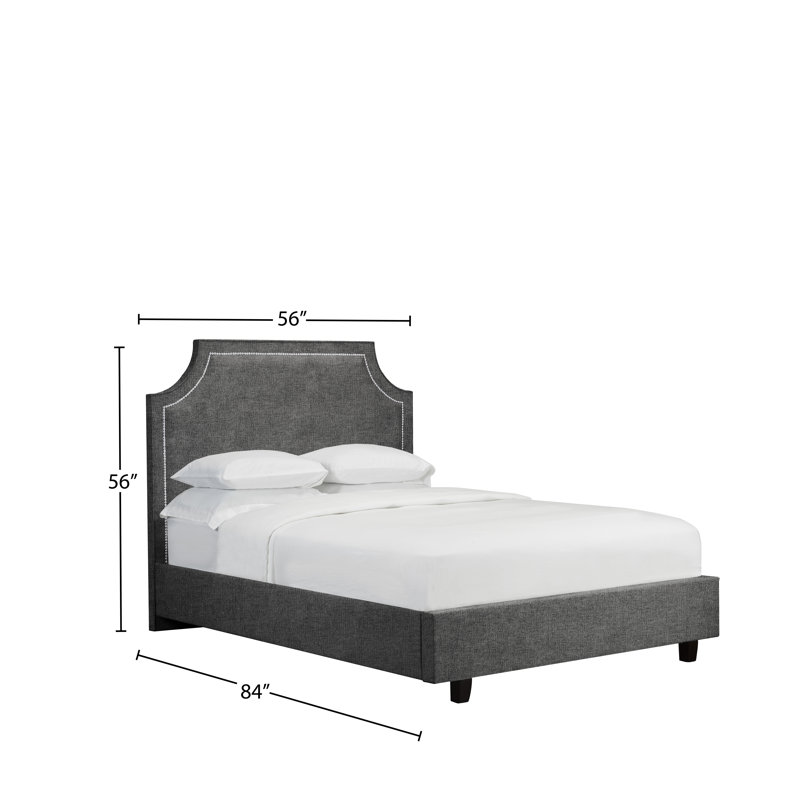 Lit plateforme en tissu d’ameublement Waltham, Double, Ardoise