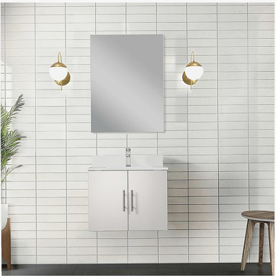 Bath sink with faucet set and LED mirror