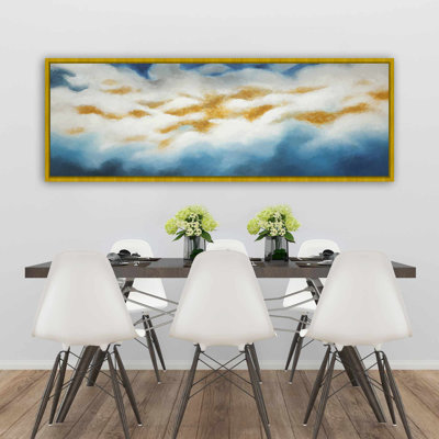 Abstraits nuages - Toile encadrée dorée pour décor de salle de bain