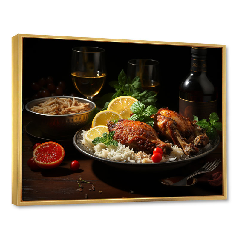 Aroma Cuban Food Impression II - impression, Cadre flottant doré, H 16 po x l 32 po x P 1 po