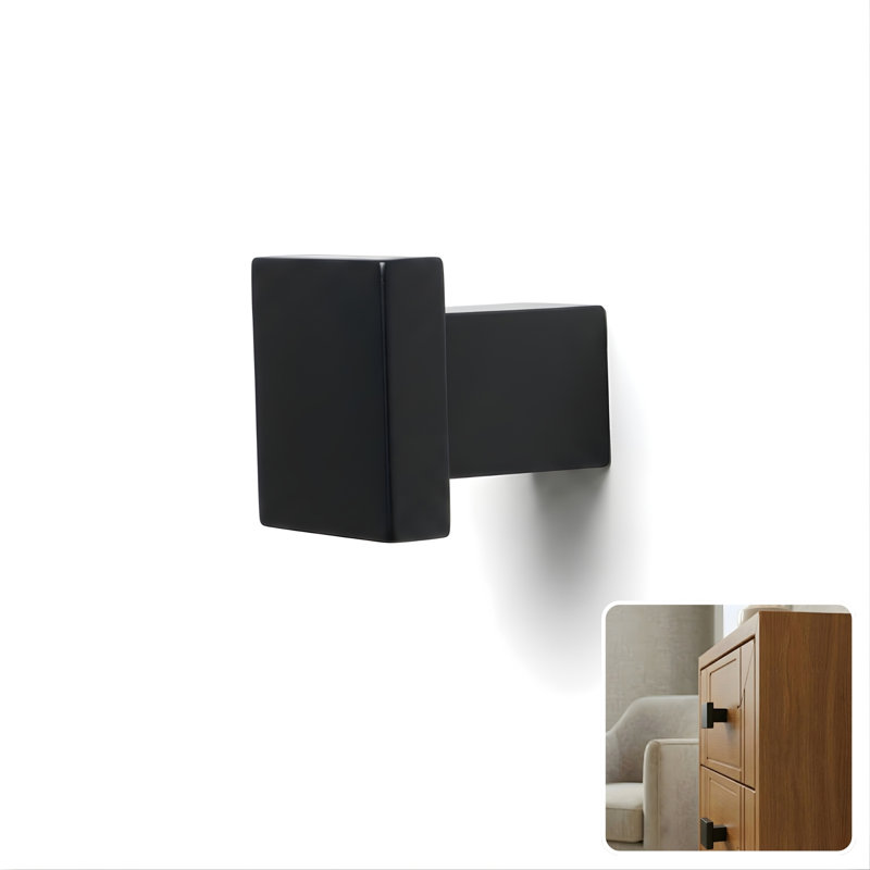 ROUS Hardware Art Deco Square Knob, Charcoal (Black)