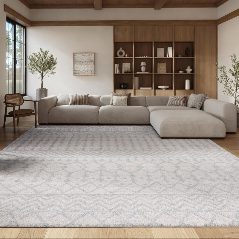 Tapis ivoire / gris clair Delong Southwestern, Rectangle 8 pi x 10 pi