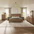 Ensemble de chambre à coucher 4 pièces à grain de bois moderne avec lit plateforme, commode à 5 tiroirs et table de chevet * 2, très grand, brun