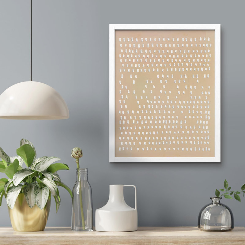 "Motif à pois blancs géométriques, illustrations abstraites, réalisme, bureau minimaliste rustique" sur papier, Blanc
