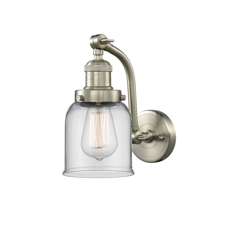 Norberto Armed Sconce, Brushed Satin Nickel, Clear, 60 Watt Vintage Incandescent Bulb