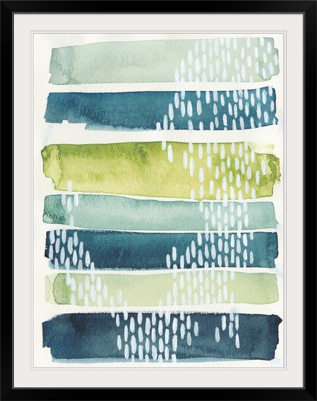 «Brodie-Gael Aqua Streak I» Grace Popp, impression, Cadre noir, l 44 po x P 35 po x H 1 po