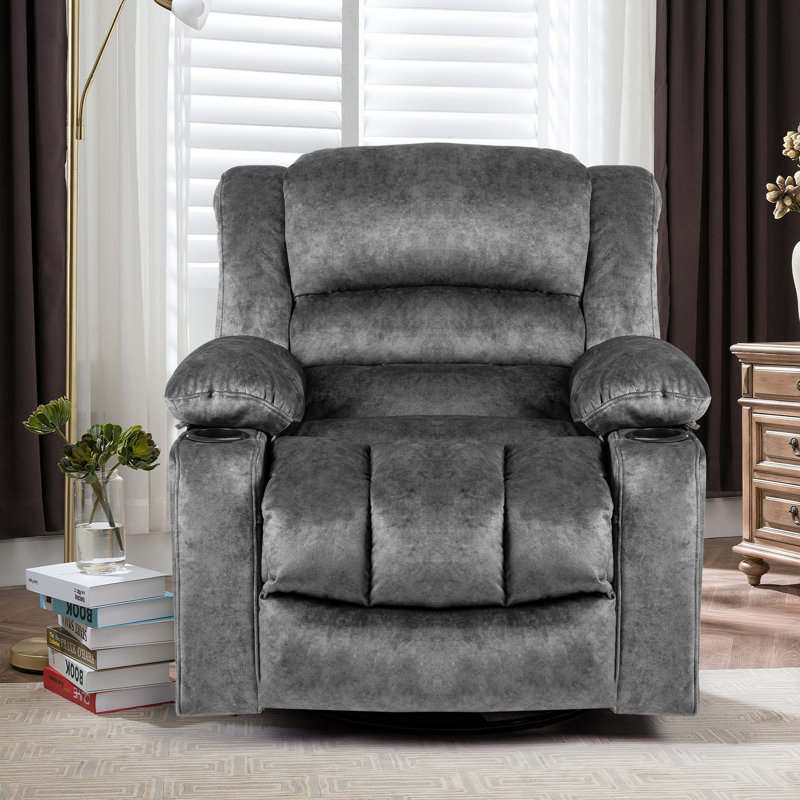 Fauteuil inclinable large et pivotant, Velours frêne