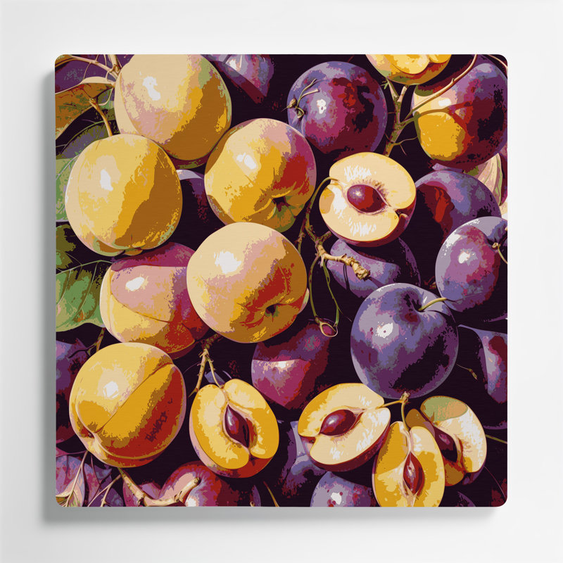 Art mural en métal «Fruit Plumcot» brun, H 12 po x l 12 po