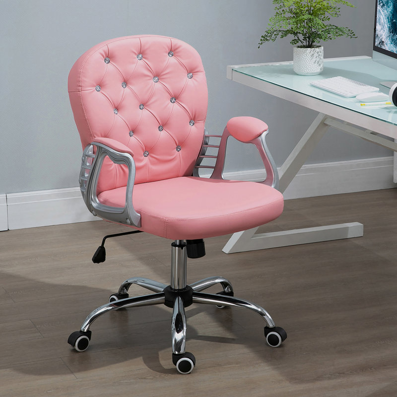 Chaise de bureau avec structure en métal, similicuir, pivotant, soutien lombaire, hauteur réglable, roulettes