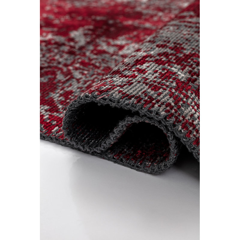 Grey Red Oriental Luxury Area Rug, Rectangle 7'10" x 11'2"