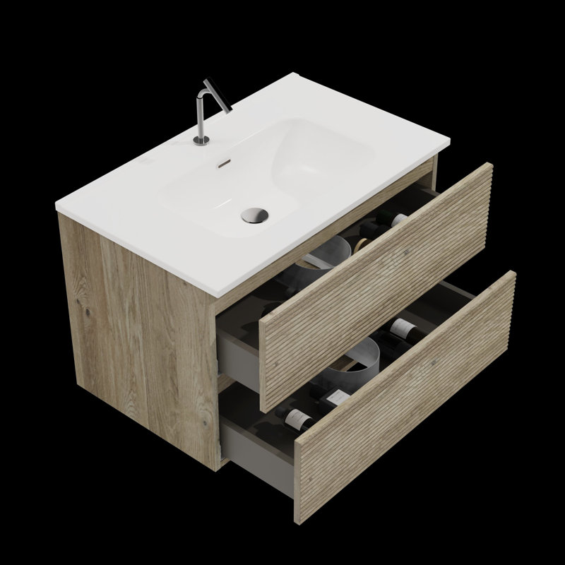 Meuble-lavabo mural avec lavabo en céramique, meuble-lavabo flottant pour salle de bain moderne