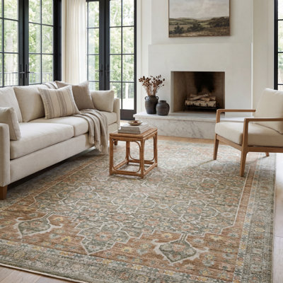 Kulas Global Medallion Rust/ Green Area Rug