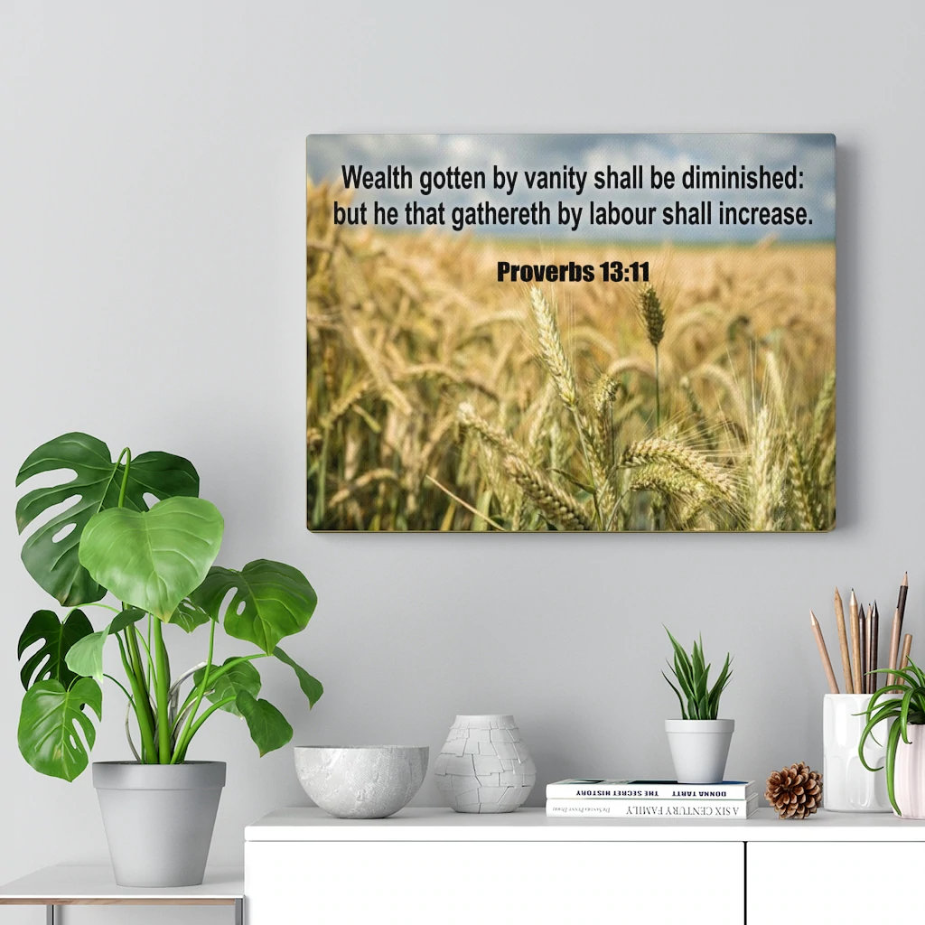 Blue Elephant Wealth Proverbs 13:11Christian - Wrapped Canvas ...