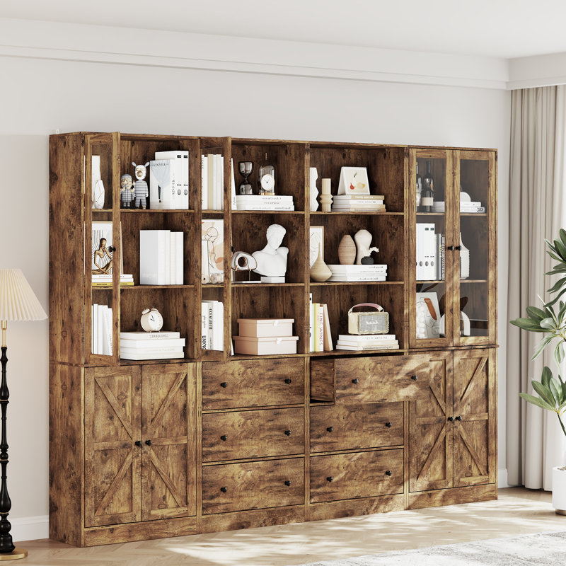 70.9'' H X 94.48'' W Book Cabinet Storage Bookcase Set
