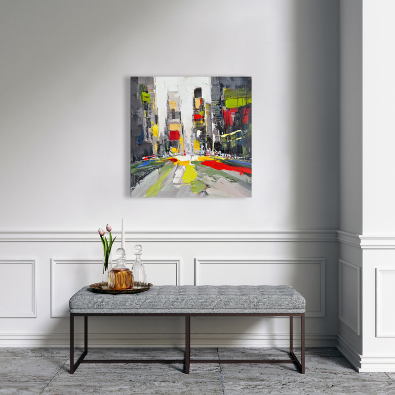 Abstract Texturized Cityscape - Livingroom Cities Canvas Art