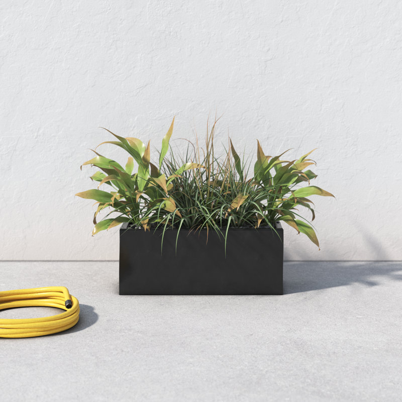 Magda Handmade Planter Box, 8" H x 20" W x 8" D, Black