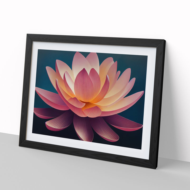 Pure Lotus Flower - Single Picture Frame Print, Black, 34cm H x 46cm W x 2cm D