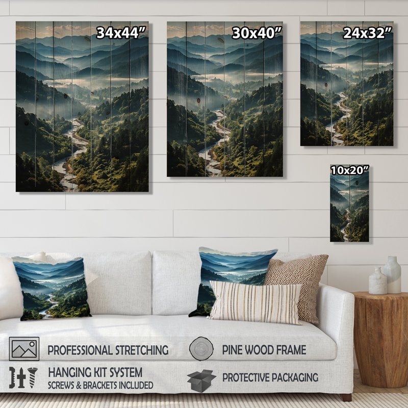Greigh - Paysages, décoration murale sur bois de pin naturel, H 40 po x l 30 po
