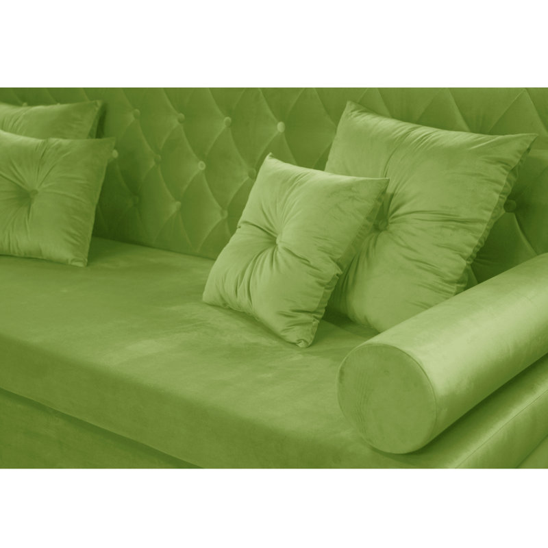 Glamour 3 Seater Sofa Bed, Green