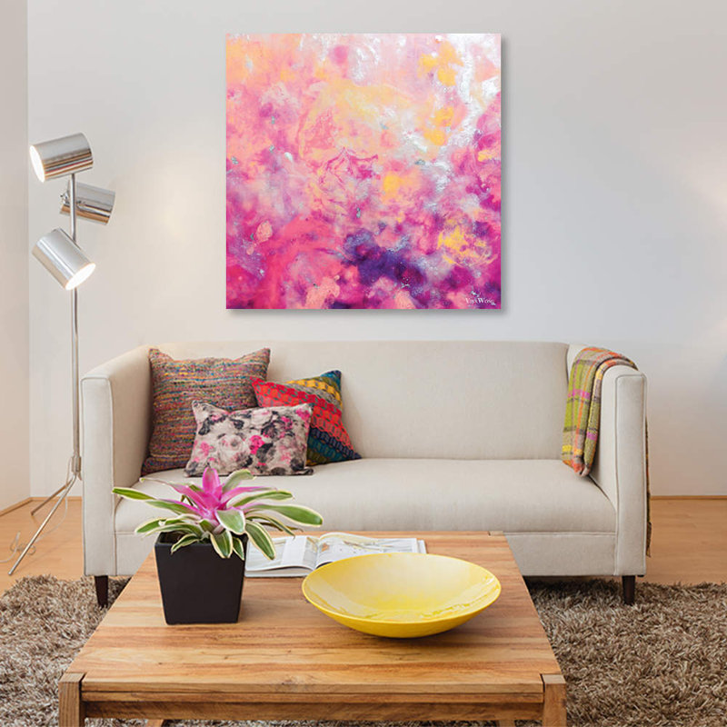 « douceur des flammes », impression sur toile, H 26 po x l 26 po x P 1,5 po, Toile avec cadre noir, Pas de tapis