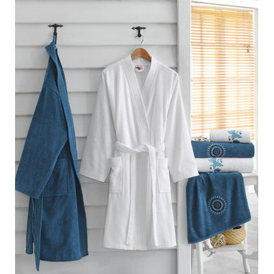 Yehuda Terry Cloth Gender Neutral Mid-Calf Bathrobe with Pockets