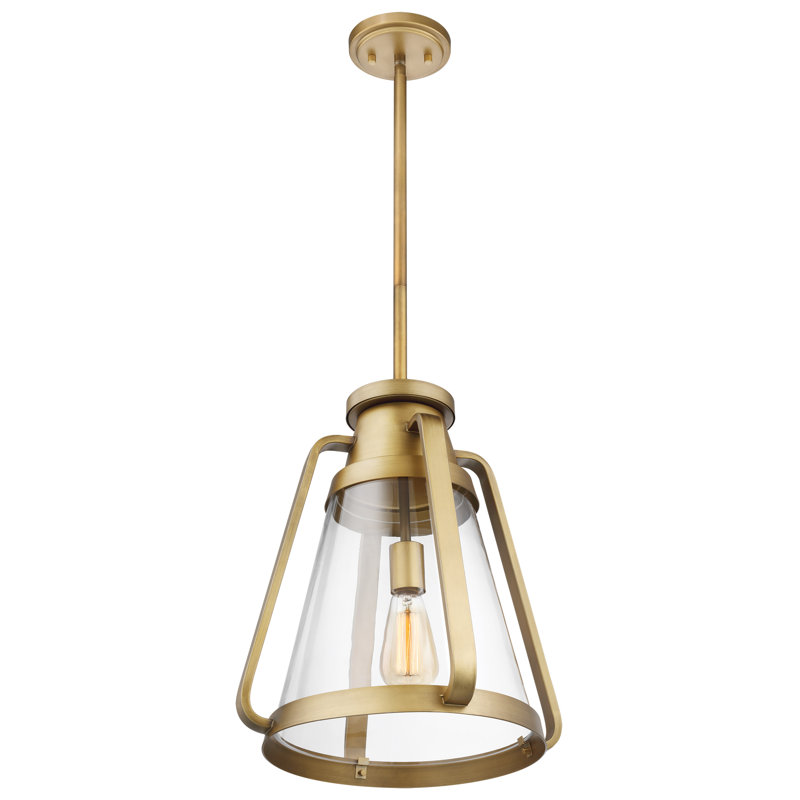 Iola 1 - Light Single Pendant, 16.38" H x 14" W x 14" D, Natural Brass