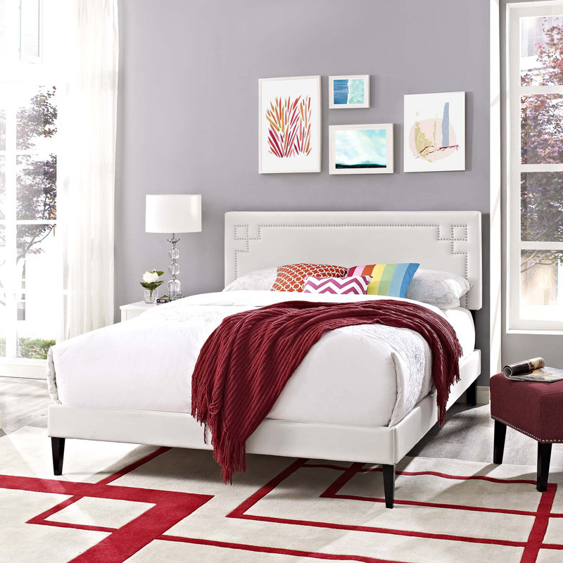 Modway Ruthie Platform Bed with Squared Tapered Legs, Queen, White