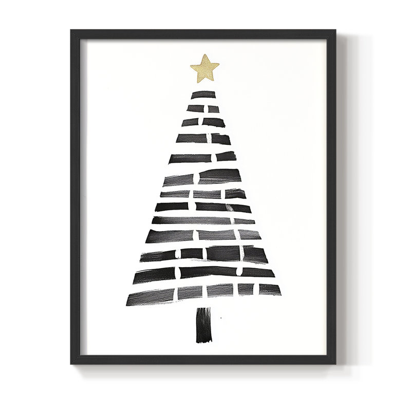 «Christmas Holiday Art LX», reproduction encadrée - bois massif, H 30 po x l 24 po, Noir, noir, noir, noir