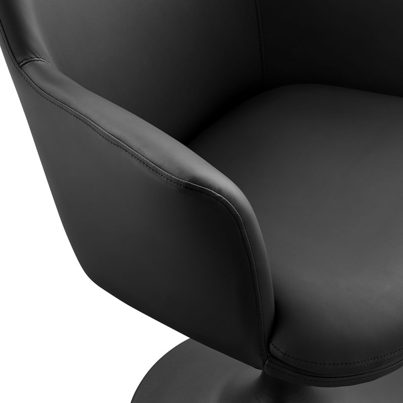 Fauteuil pivotant en cuir Lippa, Noir, noir, noir, noir, Noir, noir, noir, noir