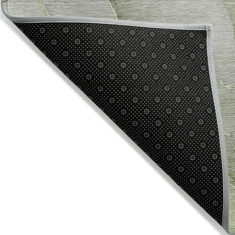 2' X 3' Olive Green Abstract Washable Non Skid Indoor Outdoor Area Rug