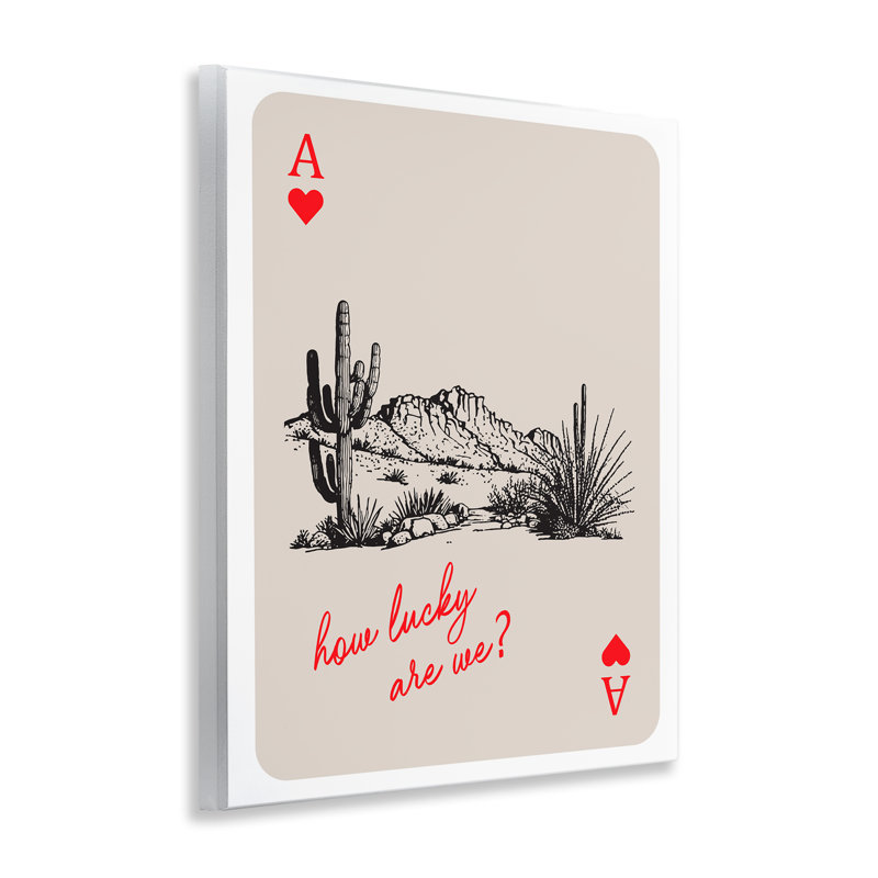 Carte de jeu de cartes murales avec art de la phrase chanceuse, design par lettré et doublé