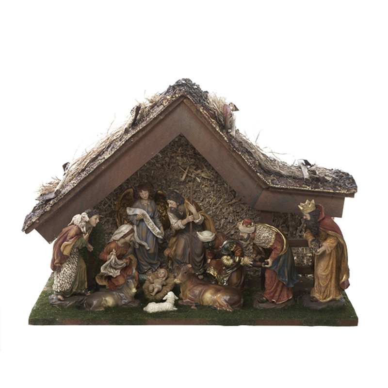 11-Piece Wood Nativity Set with Stable