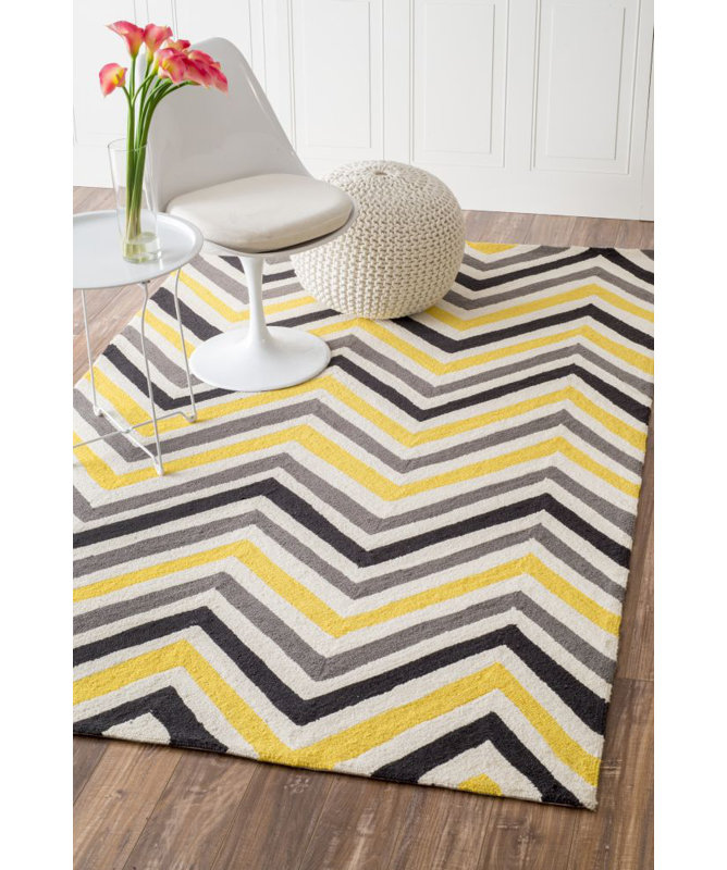 Tapis à chevrons Oneil Chartreuse, 8 pi 6 po x 11 pi 6 po