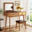 Wood Makeup Vanity Set with Flip-top Mirror and Stool