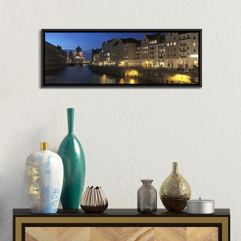 Cathedral panoramique berlin, allemagne, reproduction de photo sur toile, H 12 po x l 36 po x P 1,5 po, Cadre noir