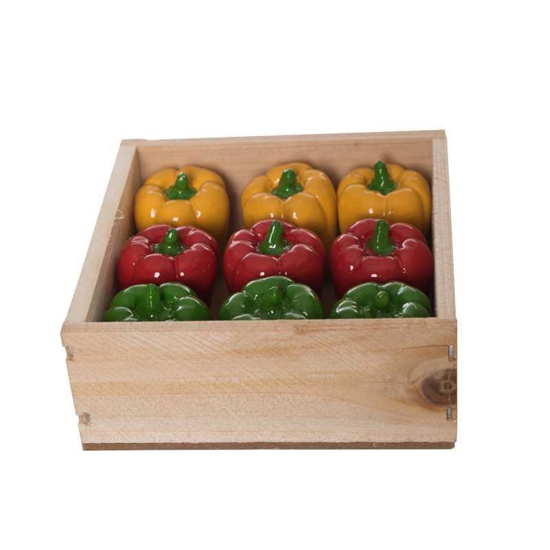 Resin 4 in. Multicolor Spring Bell Pepper Figs In Display Set of 9