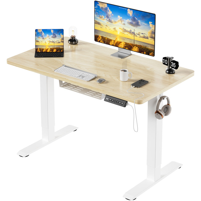 ONE PIECE Height Adjustable Standing Desk With Memory Smart Panel Office Electric Standing Computer Desk With USB Charge