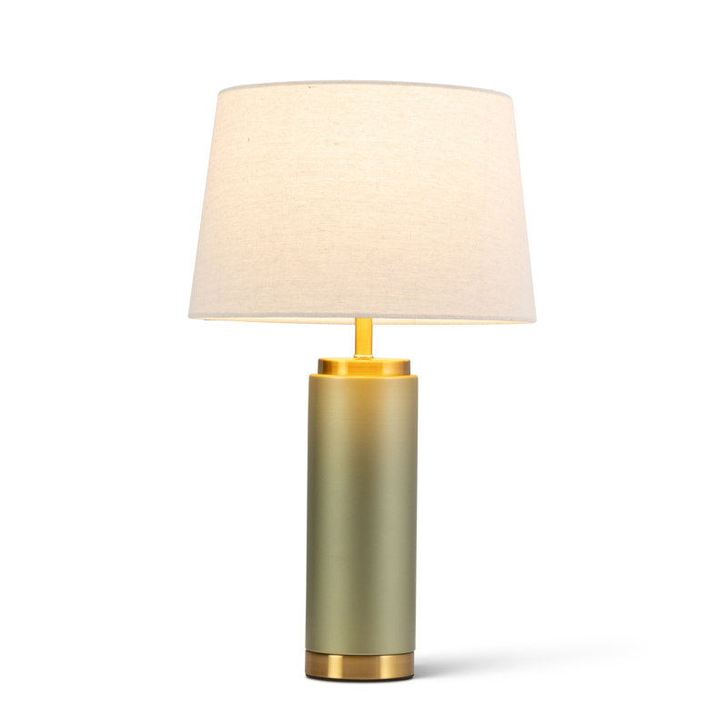 Cylinder 55cm Metal Ceramic look Table Lamp, Green, Beige